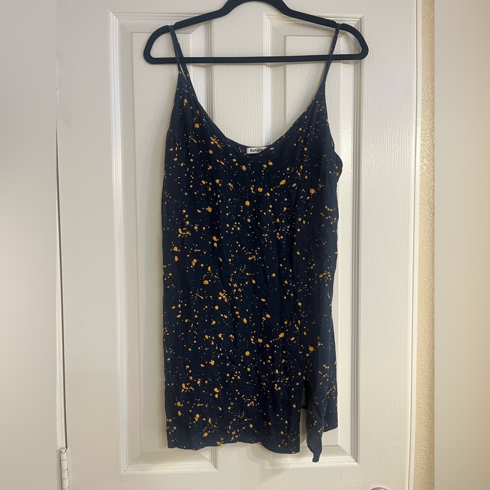 Reformation Marlowe Dress Galaxy Print Blue and Orange XL